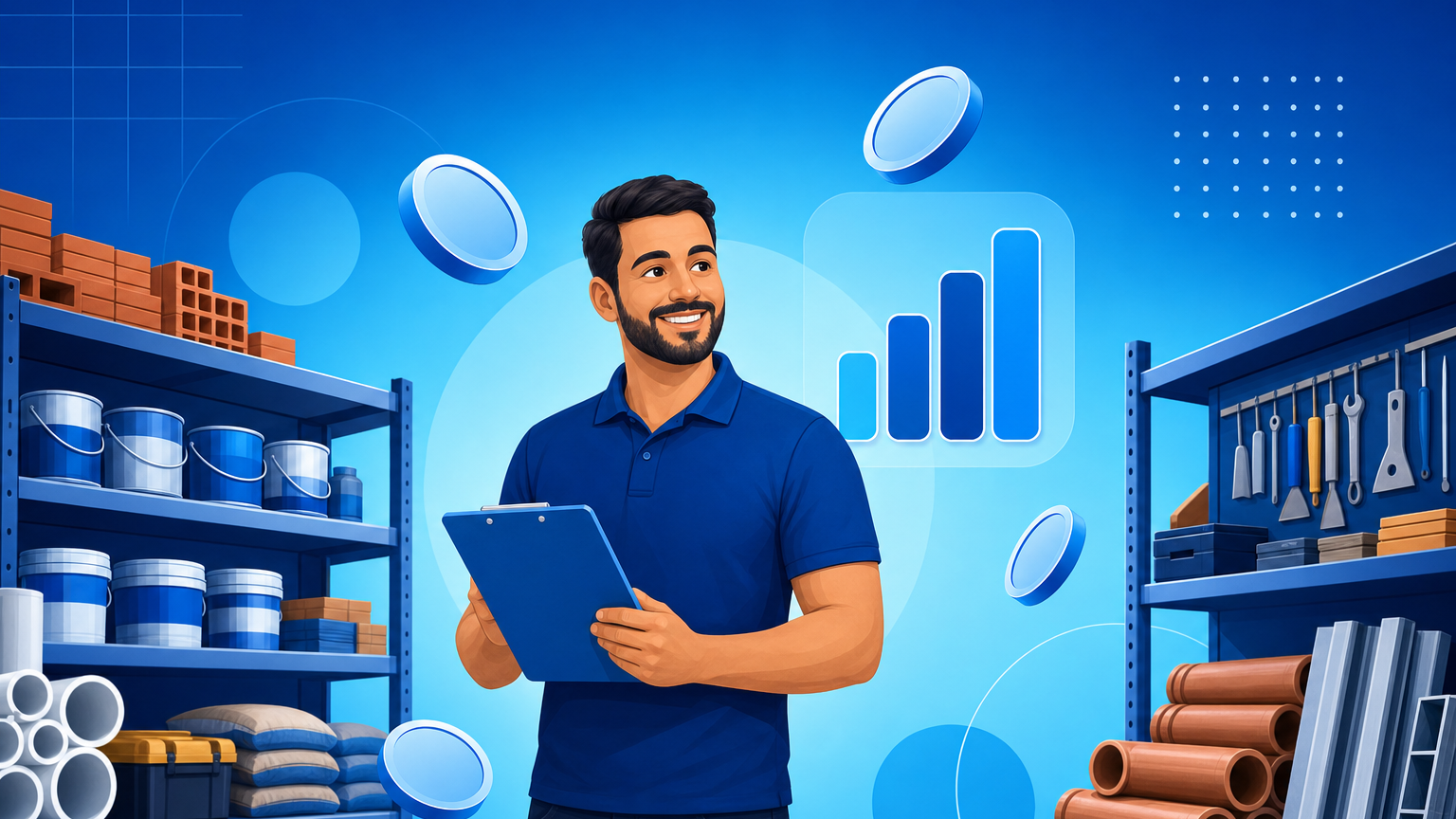 Lojista calculando como precificar materiais de construção na loja